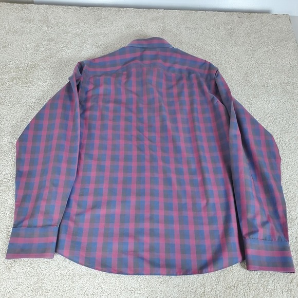 UNTUCKit Altamura WF Men's Button Up Shirt Large Long Sleeve Blue Red Plaid - Picture 13 of 14